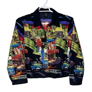 Vintage RAAKHEE New York City Skyline Jacket Shacket Women's Large Artsy Y2K